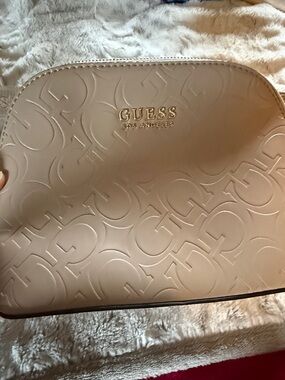 Guess Embossed Dome Crossbody Bag - Beige